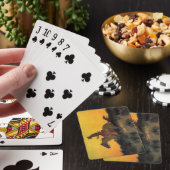 赤い日没に対するアメリカのカウボーイ騎手 トランプ (インサイチュ)