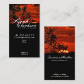 赤い日没の地平線の縦の名刺 名刺 (正面/裏面)