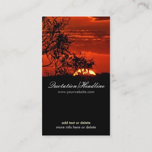 赤い日没の地平線の縦の名刺 名刺 (裏面)