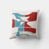 赤い明るい青オフ – 白の曲線ジオメトリデザイン クッション (裏面)