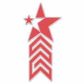 赤い星と逆ハの字の矢印 シール (正面)