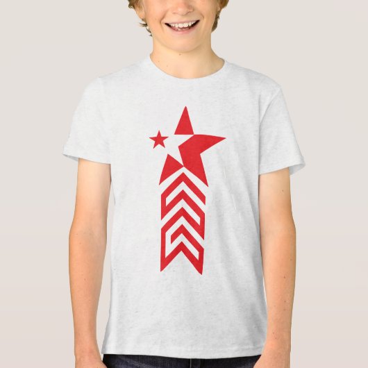 赤い星と逆ハの矢印 トライブレンドＴシャツ (正面)