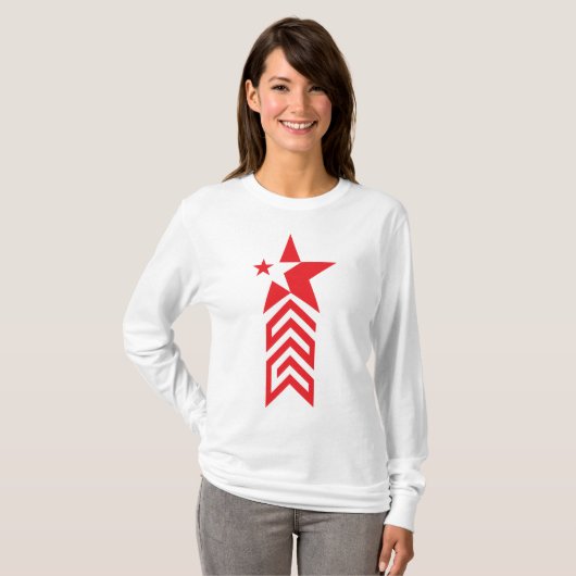 赤い星と逆ハの矢印 Tシャツ (正面フル)