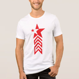 赤い星と逆ハシェブロン矢印 トライブレンドTシャツ
