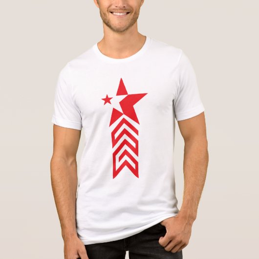 赤い星と逆ハシェブロン矢印 トライブレンドTシャツ (正面)