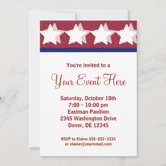 赤い星のキャンペーン パーティー 招待状 (正面)