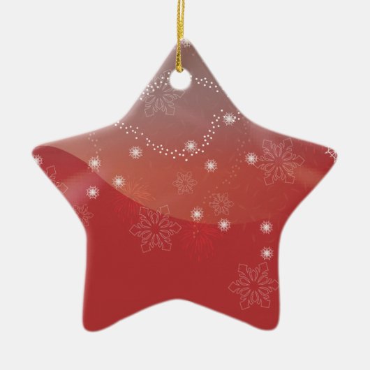 赤い星のクリスマスオーナメント セラミックオーナメント (正面)