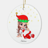 赤い星のクリスマス妖精のドレス セラミックオーナメント (左)