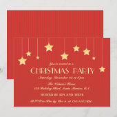 赤い星のクリスマス ホリデーパーティー 招待状 (正面/裏面)