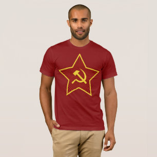赤い星のソ連国旗の人の基本的なTシャツ Tシャツ