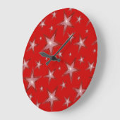 赤い星の丸い赤い ラージ壁時計 (傾斜)