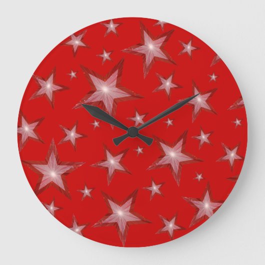 赤い星の丸い赤い ラージ壁時計 (正面)
