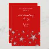 赤い星の招待（縦の赤） 招待状 (正面/裏面)