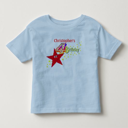 赤い星の第4誕生日のワイシャツ トドラーTシャツ (正面)