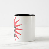 赤い星の背景のモトクロスのバイク ツートーンマグカップ (中央)