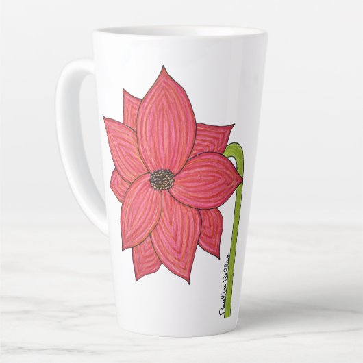 赤い星の花 カフェラテマグ (左アングル)