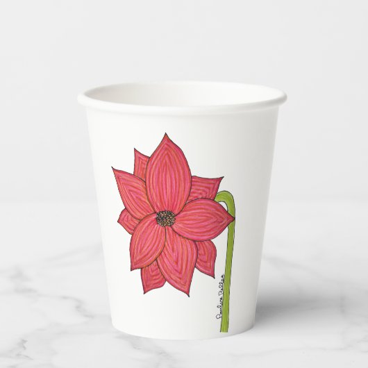 赤い星の花 紙コップ (正面)