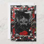 赤い星の魔法の夜の仮面パーティ ハロウィン 招待状 (裏面)