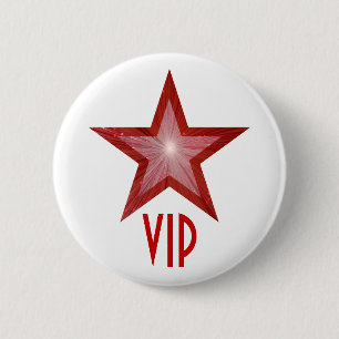 赤い星の「VIP」ボタン白 缶バッジ