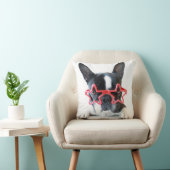 赤い星ガラスを持つフレンチ・ブルドッグ クッション (椅子)