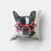 赤い星ガラスを持つフレンチ・ブルドッグ クッション (裏面)