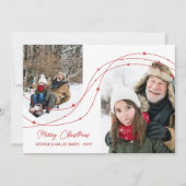 赤い星空の文字列アーチ写真メリークリスマス シーズンカード (正面)