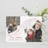 赤い星空の文字列アーチ写真メリークリスマス シーズンカード (スタンド正面)