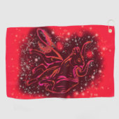 赤い星空ランニングの夜のブルゴルフタオル ゴルフタオル (横)