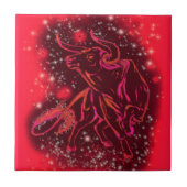 赤い星空ランニングの夜の牛セラミックタイルのタイル タイル (正面)