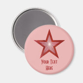 赤い星「あなたのテキスト」冷蔵庫用マグネットピンク マグネット (正面/裏面)