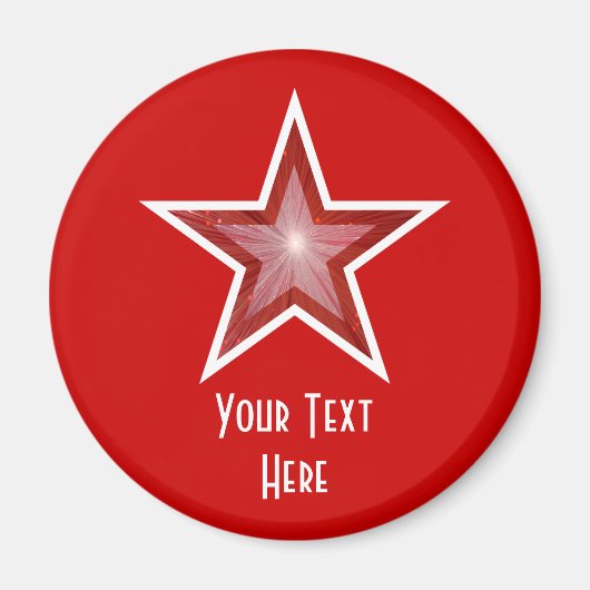 赤い星「あなたのテキスト」冷蔵庫用マグネット赤 マグネット (正面)