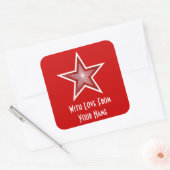 赤い星「愛を持つ」正方形の赤 スクエアシール (封筒)