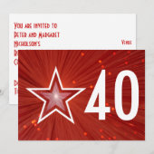 「赤い星」40周年記念の招待状（白い背景） 招待状 (正面/裏面)