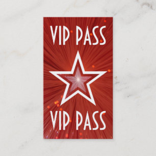 赤い星「VIPパス」の名刺の赤の背部 名刺