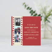 赤い映画フィルムのストリップの保存日付の招待 セーブザデート (スタンド正面)