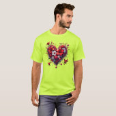赤い春の花のハート-53476 Tシャツ (正面フル)