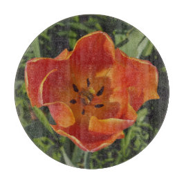 赤い春の花 カッティングボード