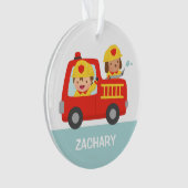 赤い普通消防車の消防士の男の子部屋の装飾 オーナメント (正面)
