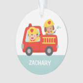 赤い普通消防車の消防士の男の子部屋の装飾 オーナメント (正面)