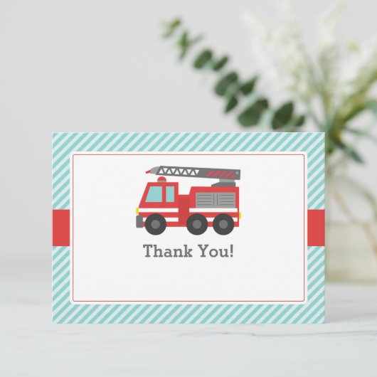 赤い普通消防車はノート感謝していしています サンキューカード (スタンド正面)