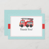 赤い普通消防車はノート感謝していしています サンキューカード (正面/裏面)