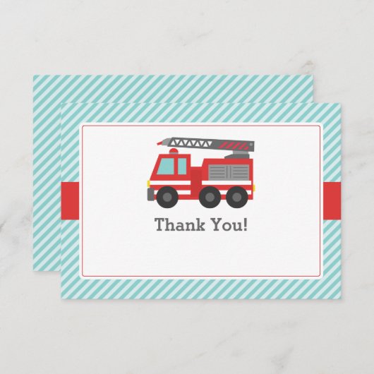 赤い普通消防車はノート感謝していしています サンキューカード (正面/裏面)