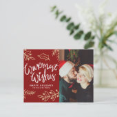 赤い暖かい願い書道休日の写真 シーズンポストカード (スタンド正面)