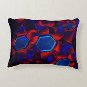 赤い曲線が重なり合う青い六角形 アクセントクッション (裏面)
