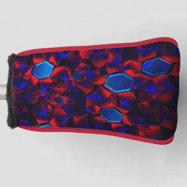 赤い曲線が重なり合う青い六角形 ゴルフヘッドカバー