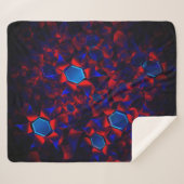 赤い曲線が重なり合う青い六角形 シェルパブランケット (正面(横))