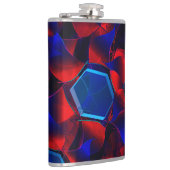 赤い曲線が重なり合う青い六角形 フラスク (右)