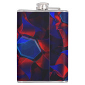 赤い曲線が重なり合う青い六角形 フラスク (裏面)