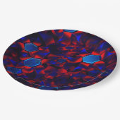 赤い曲線が重なり合う青い六角形 ペーパープレート (アングル)