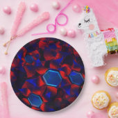 赤い曲線が重なり合う青い六角形 ペーパープレート (パーティー)